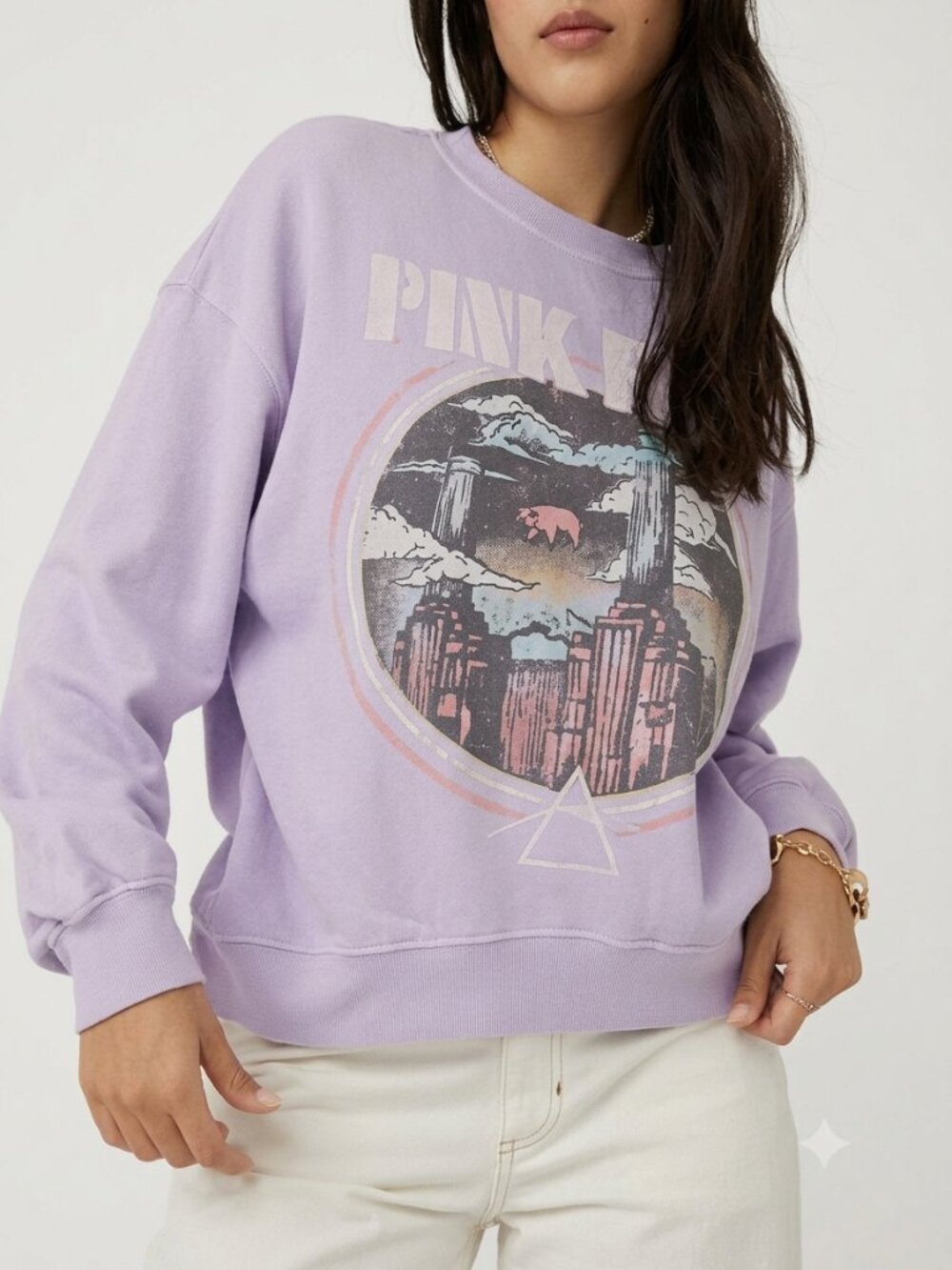 DAYDREAMER Pink Floyd Animals Tour '77 Oversized Crewneck Sweatshirt Lilac Sz S